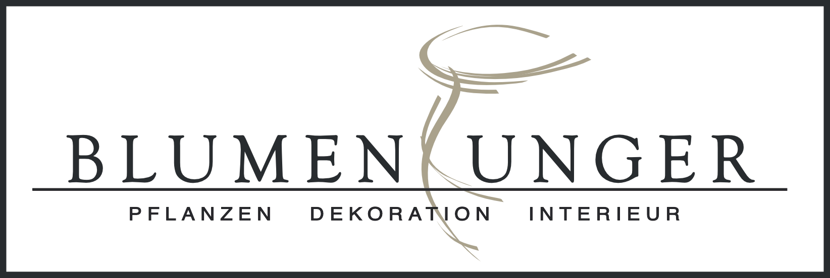 Logo von Blumen Unger mit dem Schriftzug und einer stilisierten Blume.